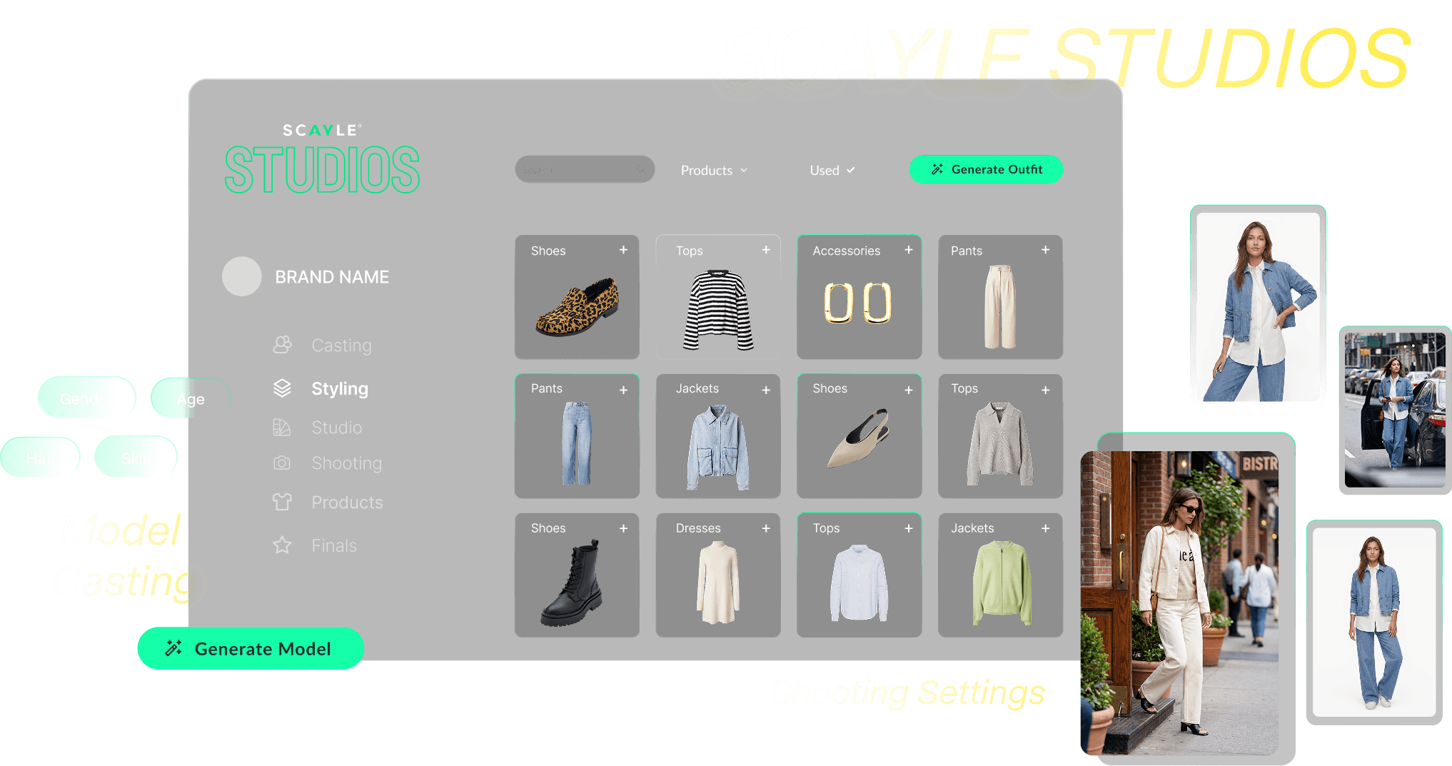 Preview of different styling and options from within SCAYLE STUDIOS